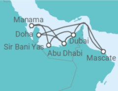 Itinerário do Cruzeiro Emirados Árabes, Catar, Omã - AIDA