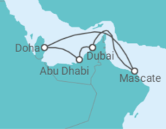 Itinerário do Cruzeiro Emirados Árabes, Catar, Omã - AIDA