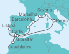 Itinerário do Cruzeiro França, Itália, Espanha, Portugal, Gibraltar, Marrocos - Costa Cruzeiros