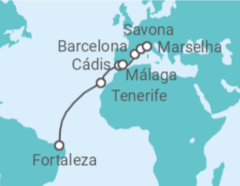 Itinerário do Cruzeiro Espanha, França - Costa Cruzeiros