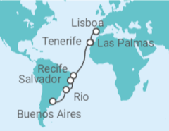 Itinerário do Cruzeiro De Lisboa a Buenos Aires - MSC Cruzeiros