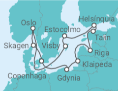 Itinerário do Cruzeiro Polónia, Lituânia, Letónia, Estónia, Finlândia, Suécia, Noruega - Princess Cruises