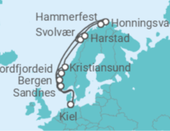 Itinerário do Cruzeiro Kiel • Sandnes • Nordfjordeid • Kristiansund • Lofoten • Nordkap • Hammerfest • Harstad • Bergen • K - Nicko Cruises