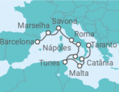 Itinerário do Cruzeiro França, Itália, Tunísia, Malta - Costa Cruzeiros