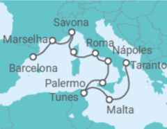 Itinerário do Cruzeiro Malta, Tunísia, Itália, França - Costa Cruzeiros
