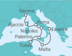 Itinerário do Cruzeiro Malta, Tunísia, Itália, França - Costa Cruceros