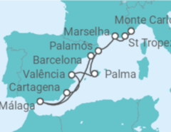 Itinerário do Cruzeiro Espanha, França - Silversea