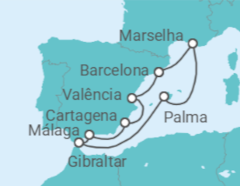 Itinerário do Cruzeiro França, Espanha, Gibraltar - Silversea
