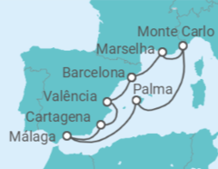 Itinerário do Cruzeiro Espanha, França - Silversea