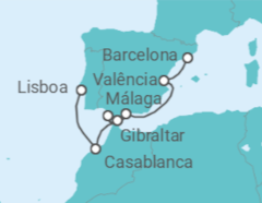 Itinerário do Cruzeiro Espanha, Gibraltar, Marrocos - Silversea