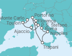 Itinerário do Cruzeiro França, Itália - Silversea