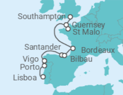 Itinerário do Cruzeiro Portugal, Espanha, França, Guernsey - Silversea