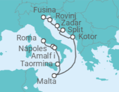 Itinerário do Cruzeiro Itália, Malta, Montenegro, Croácia - Silversea