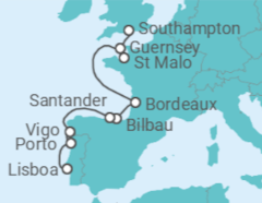 Itinerário do Cruzeiro Guernsey, França, Espanha, Portugal - Silversea