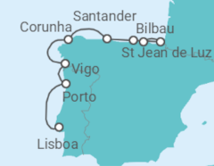 Itinerário do Cruzeiro Portugal, Espanha, França - Oceania Cruises