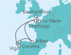 Itinerário do Cruzeiro Espanha, França - Royal Caribbean