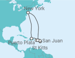 Itinerário do Cruzeiro Porto Rico, Ilhas Virgens Britânicas, Sint Maarten, Ilhas Virgens Americanas - NCL Norwegian Cruise Line