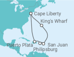 Itinerário do Cruzeiro Bermudas, Sint Maarten, Porto Rico - Royal Caribbean