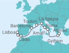 Itinerário do Cruzeiro Portugal, Espanha, França, Itália - Oceania Cruises