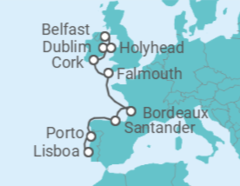 Itinerário do Cruzeiro Segmento à volta do mundo: de Lisboa a Belfast - Silversea