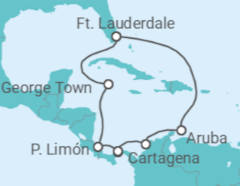 Itinerário do Cruzeiro Aruba, Colômbia, Panamá, Costa Rica, Ilhas Caimão - Princess Cruises