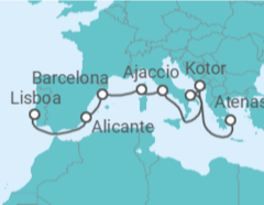 Itinerário do Cruzeiro Espanha, França, Itália, Montenegro - Holland America Line