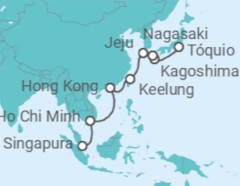 Itinerário do Cruzeiro De Tokio (Japón) a Singapura - Silversea