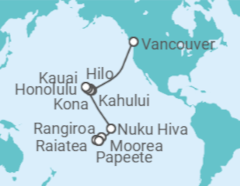 Itinerário do Cruzeiro De Vancouver (Canadá) a Papeete (Tahití) - Silversea