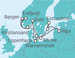 Itinerário do Cruzeiro Noruega, Dinamarca, Alemanha, Letónia, Suécia TI - MSC Cruceros