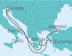Itinerário do Cruzeiro Grécia, Turquia, Itália - MSC Cruceros