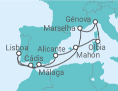 Itinerário do Cruzeiro Espanha, Portugal, Itália - MSC Cruceros