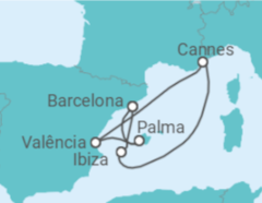 Itinerário do Cruzeiro Espanha, França - Virgin Voyages