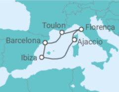 Itinerário do Cruzeiro França, Itália, Espanha - Virgin Voyages