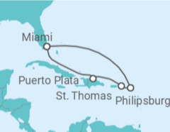Itinerário do Cruzeiro Sint Maarten, Ilhas Virgens Americanas - Royal Caribbean