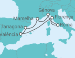 Itinerário do Cruzeiro Espanha, Itália, França - MSC Cruceros