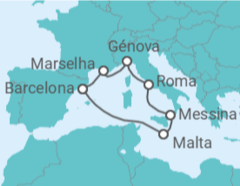 Itinerário do Cruzeiro Malta, Espanha, França, Itália - MSC Cruzeiros