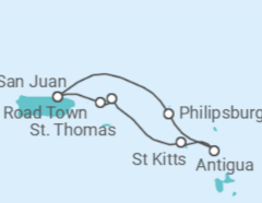 Itinerário do Cruzeiro Ilhas Virgens Americanas, Ilhas Virgens Britânicas, Antígua E Barbuda, Sint Maarten - Virgin Voyages