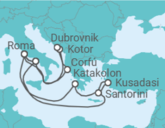 Itinerário do Cruzeiro Itália, Grécia, Turquia, Montenegro, Croácia - Princess Cruises