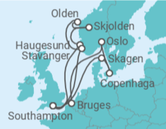Itinerário do Cruzeiro Noruega, Reino Unido, Bélgica, Dinamarca - Princess Cruises