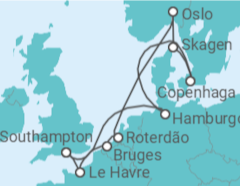 Itinerário do Cruzeiro Bélgica, Holanda, Noruega, Dinamarca, Alemanha, França - Princess Cruises