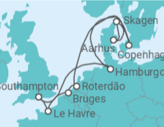 Itinerário do Cruzeiro França, Alemanha, Dinamarca, Holanda, Bélgica - Princess Cruises