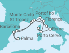 Itinerário do Cruzeiro Monaco, França, Espanha, Itália - Explora Journeys