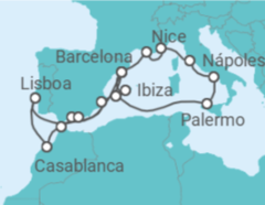 Itinerário do Cruzeiro França, Itália, Espanha, Portugal, Marrocos - Explora Journeys