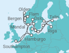 Itinerário do Cruzeiro Noruega, Dinamarca, Estónia, Suécia, Letónia, Alemanha - Explora Journeys
