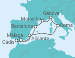 Itinerário do Cruzeiro Espanha, Itália, França - MSC Cruceros