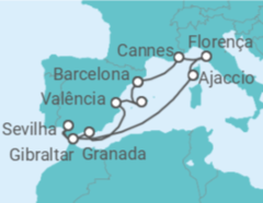 Itinerário do Cruzeiro Espanha, Gibraltar, França, Itália - NCL Norwegian Cruise Line
