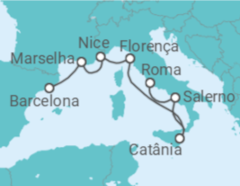 Itinerário do Cruzeiro França, Itália - NCL Norwegian Cruise Line