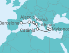 Itinerário do Cruzeiro França, Itália, Grécia - Virgin Voyages