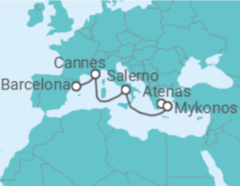 Itinerário do Cruzeiro Grécia, Itália, França - Virgin Voyages