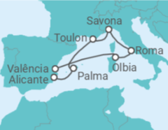 Itinerário do Cruzeiro De Valência a Alicante - Costa Cruzeiros